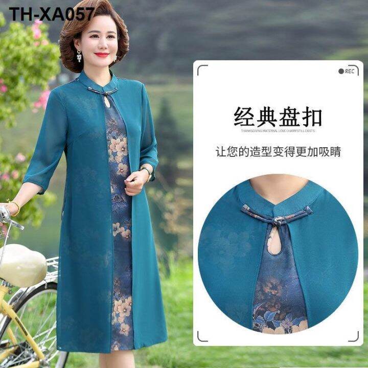 middle-aged-and-elderly-dress-new-summer-womens-high-end-chiffon-chinese-style-cheongsam