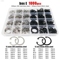 ℗ 1 Box M8-M24 GB893 304 Stainless Steel Black Steel C Type Internal Circlip Retaining Clip Snap Ring for Hole Assortment Kit Set