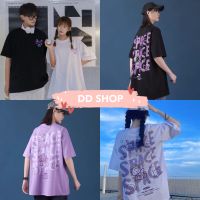 DD SHOP "พร้อมส่ง"(DX-200)เสื้อยืดโอเวอร์ไซส์ สีพื้นลายไม่ซ้ำใคร 03