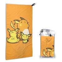 Pokemon Raichu อ่างอาบน้ำเด็กผู้ใหญ่40*80ซม.,Handuk Cepat Kering ชายหาดผ้าเช็ดตัวที่ทนทานนุ่มและซึมซับ