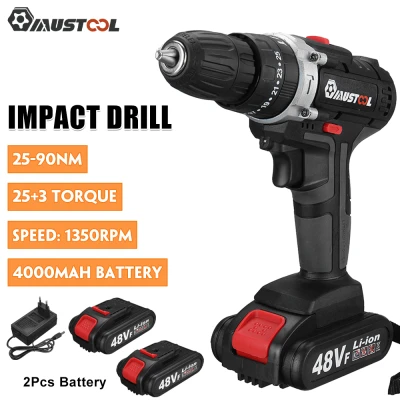 Mustool 3ใน1 48VF สว่านไฟฟ้าสว่านกระแทกไร้สาย2PCS ไขควงแบตเตอรี่สว่านไฟฟ้า25 +
3แรงบิดสว่านผลกระทบไร้สายสว่านกระแทกเครื่องมือ
