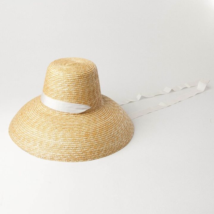หมวกชายหาดปีกกว้างสำหรับผู้หญิงหมวกปีกกว้างสำหรับใส่ป้องกันคอหมวกขนาดใหญ่หมวกฟางกันแดดสำหรับฤดูร้อน