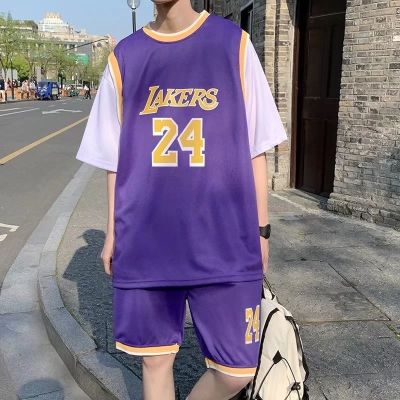 【Ready】🌈 Basketb suit mens y -mat fake two-piece sports student large size loose two-piece