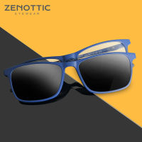 ZENOTTIC 2 in 1Polarized Sunglasses Magnetic Clip On Optical Glasses For Men Bendable Square Spectacl Clip On Shade Eyeglasses