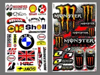 สติ๊กเกอร์แต่งรถ Shell VELOIL NGK BRIDGESTONE Monster 2 กระป๋อง สีส้ม มอเตอร์ไซค์ สติ๊กเกอร์ติดกระจก แต่งรถรถยนต์ ติดข้างรถ ติดหมวกกันน็อค จำนวน 2แผ่น