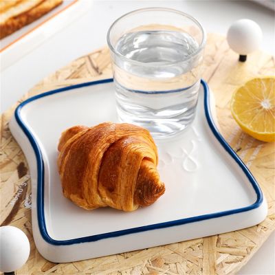 Dinnerware Ceramic Nordic Plate Toast Shaped Bread Cute Plate Salad Plate Fruit Snack Tray Breakfast Dinner Plates Tableware