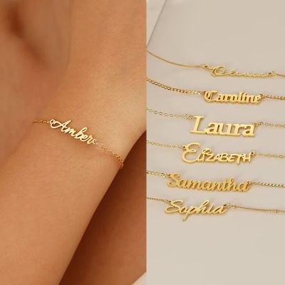 Fashion Customized Name Bracelets Letter Stainless Steel Personalized Bracelets For Women Baby bangle Jewelry Not Allergic Gift