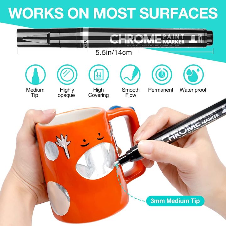chrome-paint-pen-3-pcs-silver-mirror-markers-pen-set-liquid-chrome-permanent-markers-kit-art-silver-mirror-chrome-marker-3-0mm