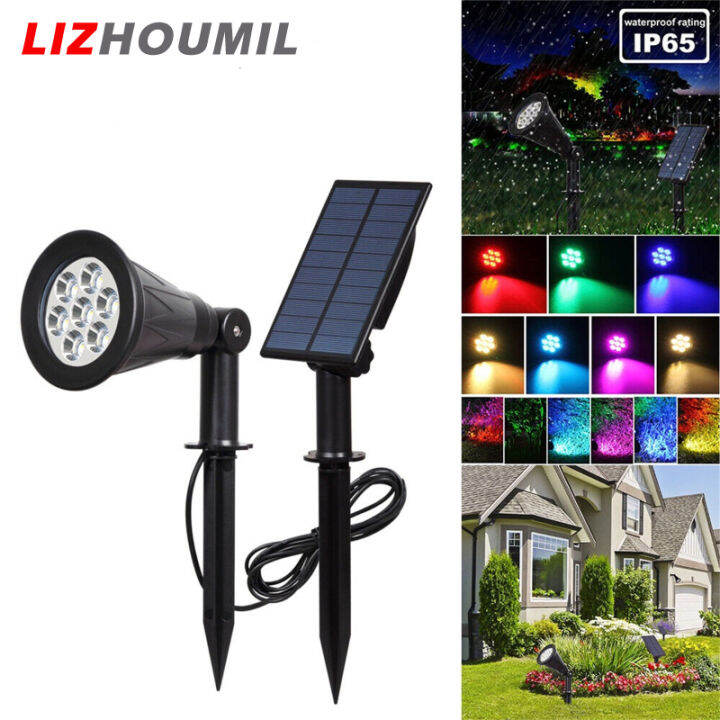 lizhoumil-ไฟพลังแสงอาทิตย์7led-แบตเตอรี่ลิเธียม2200mah-โคมไฟตกแต่งสวนกลางแจ้งสีอาร์จีบีที่มีสีสันสวนสนามหญ้า