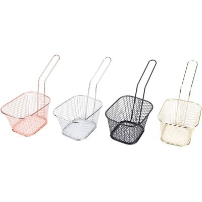 4Pcs/Set French Fries Frying Basket Stainless Steel Square Fried Food Filter Net Fried Food Table Serving Cooking Tools