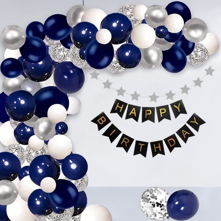 Kiena Balloon Garland Set Birthday Decorations Men, Navy Blue White ...