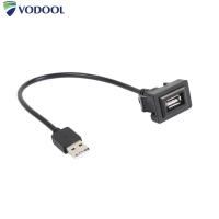 VODOOL รถ Dashboard Flush Mount USB 2.0แผงพอร์ตชายหญิงพลาสติกสายต่ออะแดปเตอร์สำหรับโตโยต้า Vios Ralink Camry Highlander RAV4 Corolla สีดำ