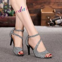 hot【DT】 Leather Latin Shoes Tango Ballroom Dancing Sneakers Heel 6/7.5/8.5cm