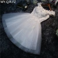 LYG-A5 Bridesmaid Dress Short New Spring Summer Bride Marriage Gauze Pary Canonical White Lace Up Sexy Free Costumes Girls Gown