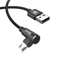 Baseus สายเคเบิลไมโคร USB 90องศาโทรศัพท์มือถือที่ชาร์จแบบเร็วสายสำหรับซัมซุงสายรับส่งข้อมูล Microusb Xiaomi แอนดรอยด์2เมตร