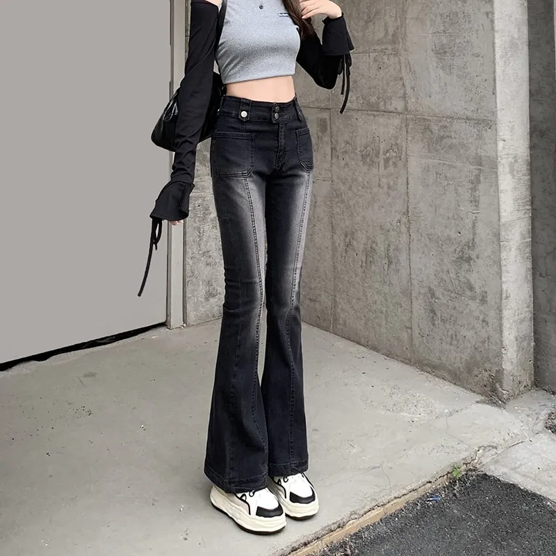 Jielur Casual Vintage Jeans Women Korean Style Denim Pants High