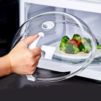 ETXMicrowave Oven Anti-Sputtering Cover with Handle Transparent Food Cover Heat Resistant Anti-Splash Lid Keep Fresh Kitchen Tools