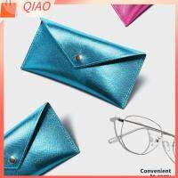 QIAO สีทึบทึบ กระเป๋าใส่แว่นอ่านหนังสือ น้ำหนักเบามาก กันน้ำกันน้ำได้ กระเป๋าใส่แว่นกันแดด แบบพกพาได้ เครื่องหนังแท้ กล่องใส่แว่นตา สำหรับผู้หญิง