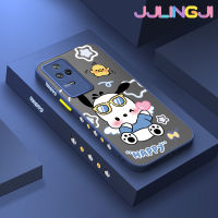 Jlingji เคสสำหรับ Xiaomi Poco F4 Redmi K50 Pro K40s การ์ตูน Happy Pochacco มีน้ำค้างแข็งโปร่งใสฮาร์ดด้านข้างขอบสี่เหลี่ยมลายกล้องปลอกซิลิโคนเคสนิ่มป้องกันการกระแทก