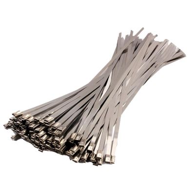 100PCS 4.6x300mm Stainless Steel Exhaust Wrap Coated Locking Metal Cable Zip Ties Self-Locking Stainless Steel Cable Tie