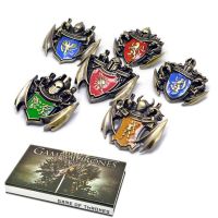 Stark สร้อยคอเพลงน้ำแข็งและไฟคอสเพลย์ Props Ice Wolf Lion Eagle Fish Deer Fire Dragon House Badge เครื่องประดับโลหะจี้