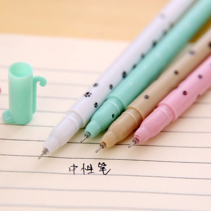 4pcs-cute-cat-paw-tail-pen-ballpoint-0-5mm-black-color-gel-ink-pens-for-writing-signature-gift-office-school-student-a6066-pens