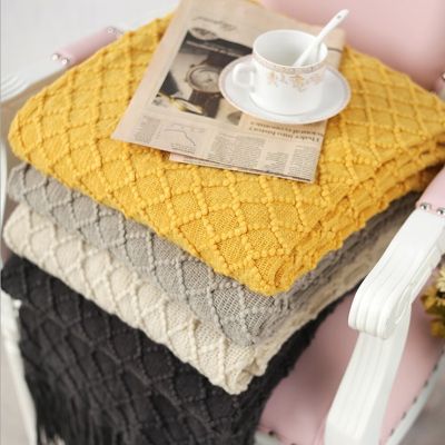 Knitted Throw Travel Blanket Yellow Beige Grey Coffee Bed Banket Super Soft Blanket Sofa Cover Cool Blanket 130x150cm