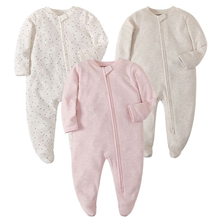 Baby Footed Pajamas with Mitten Cuffs Unisex Newborn Infant 2 Ways