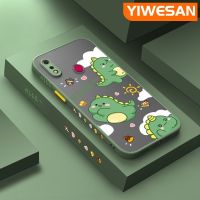 YIWESAN เคสสำหรับ Realme 3 3i 3 Pro เคสลายการ์ตูนไดโนเสาร์ซิลิโคนฝ้าขอบสี่เหลี่ยมเคสโทรศัพท์โปร่งใสนิ่มกันกระแทกฝาครอบป้องกันเลนส์กล้องคลุมทั้งหมด