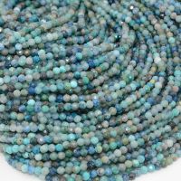 Natural Simple Quality Chrysocolla Faceted Round Beads 3.3mm Cables Converters