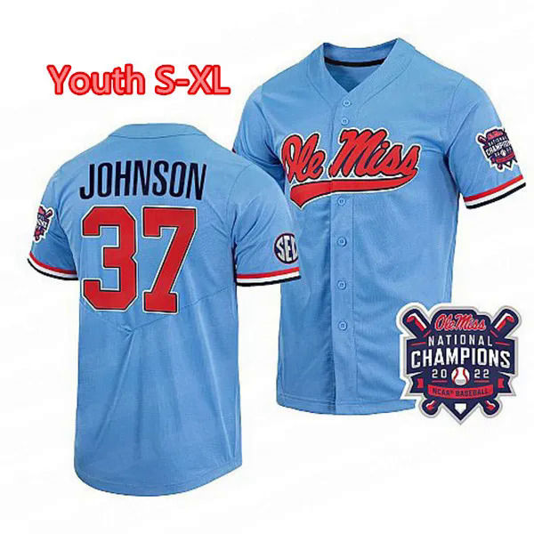 University of Mississippi Ole Miss Rebels : Jacob Gonzalez Powder Blue Jersey T-Shirt -  XXL / Blue