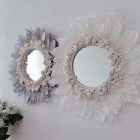 Nordic Style Mirror Decor Sunflower Shape Handmade Wall Mirror Decor Exquisite Acrylic Eye-catching Feather Wall Decor for Home