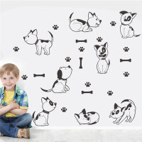 lovely dog bone paw black wall stickers for kids rooms home decor cartoon animal wall decals pvc mural art diy poster Wall Stickers  Decals