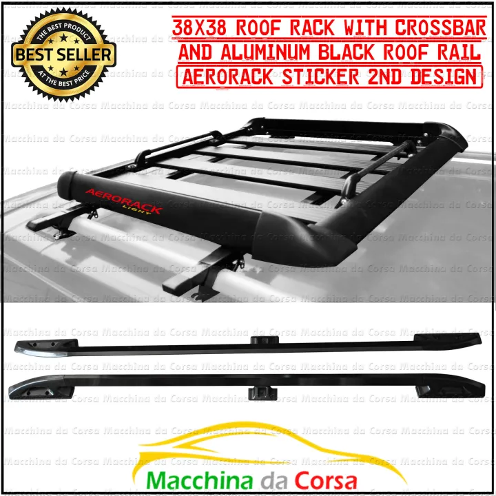 Aerorack 2nd Logo Black Roof Rack Basket 38x38 And Clamp To Roof Rail ...