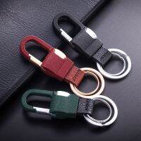 Jobon High-Grade Men Key Chain Custom Lettering Car Key Chains Buckle Leather Classic Key Ring Holder Best Gift Carbine Jewelry