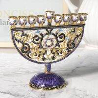 {6shop Department Store} Enamel Hanukkah Menorah Candelabrum Antique Candlestick Party Ornaments Gift