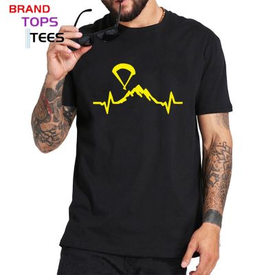 Cool Streetwear O-Neck Tees Skydiving Adventure Short Sleeve Tshirt Paragliding Heartbeat T Shirts For Paragliders Lovers Tees
