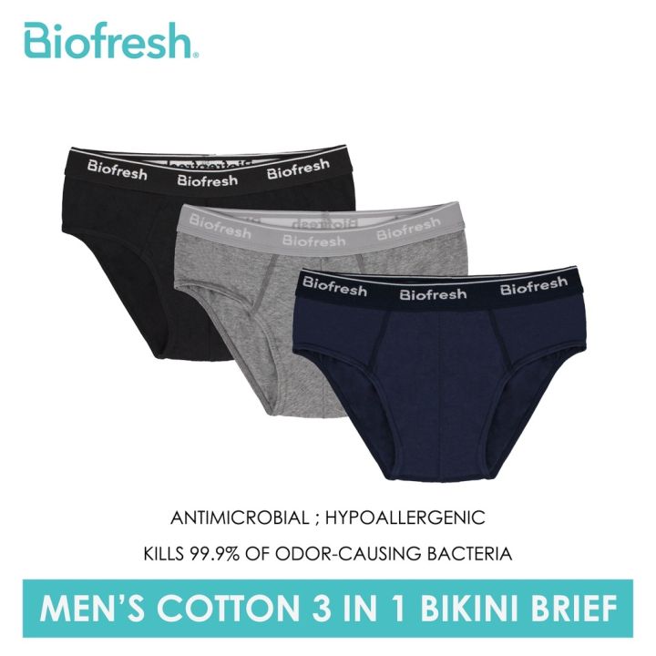 Biofresh Men's Antimicrobial Cotton Bikini Brief 3 pieces in a pack ...