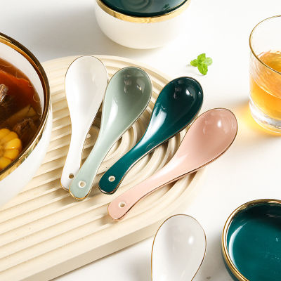 2PC Luxury Ceramic Spoon Tableware Eating Spoon Soup Spoon Porcelain Coffee Teaspoon Catering For Kitchen Restaurant