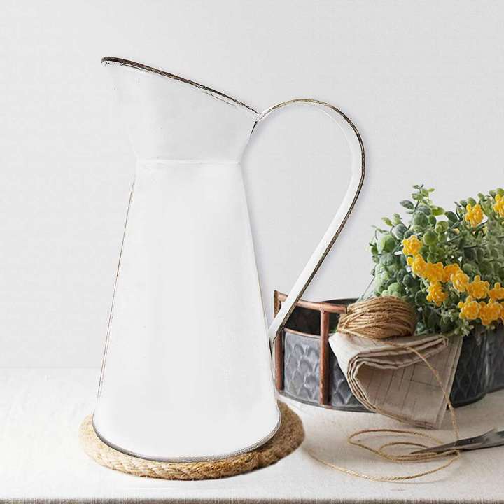 vintage-tall-metal-shabby-chic-cream-vase-pitcher-jug-flower-container-decor
