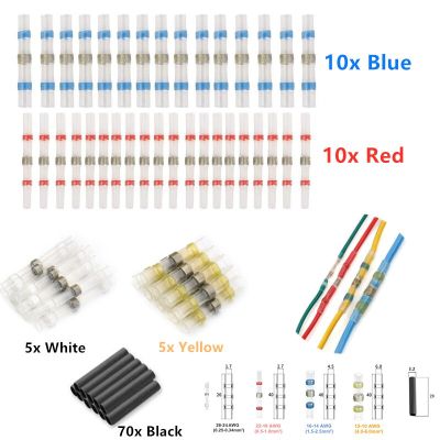 100Pcs Heat Shrink Wire Connectors Solder Sleeves Waterproof Butt Terminals Electrical Cable Crimp Connector Soldering Tube Electrical Circuitry Parts