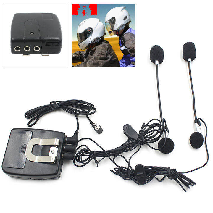 Black Universal Headset Helmet 2 Way Intercom Communication System ...