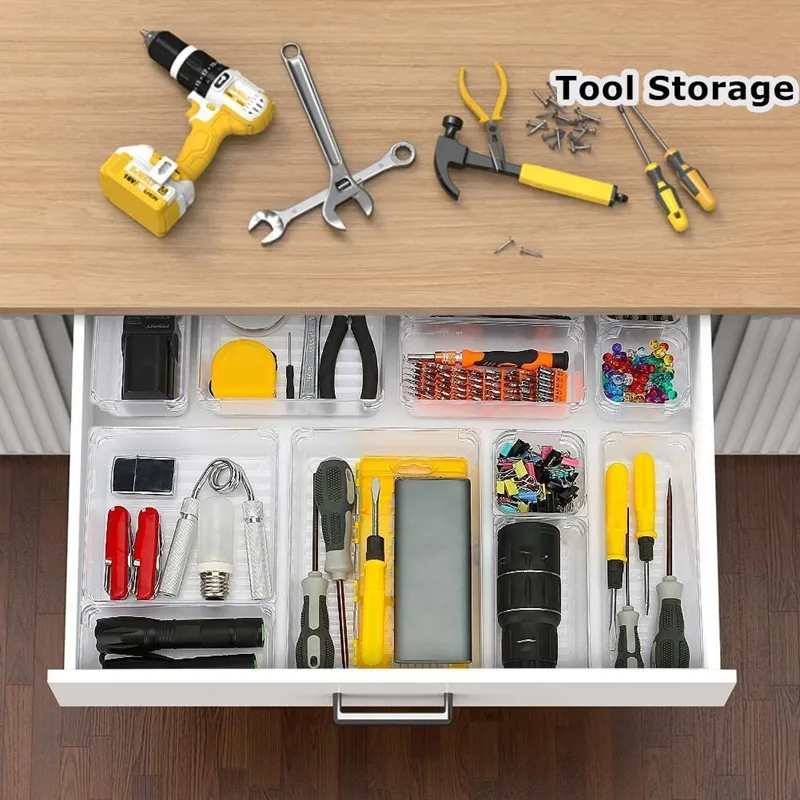 Tool Box Drawer Organizer Bins Toolbox Organizer Tray Divider Set Desktop  Storage Box Black 32 Pack - AliExpress