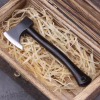 Really Small toy Vikings Axe Wooden handle with Iron Axe and Viking wooden box as gift