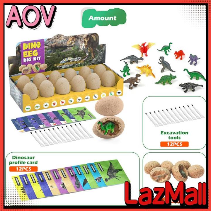 aov-12ชิ้นไข่ไดโนเสาร์-w-12บทนำการ์ดและเครื่องมือขุดการศึกษาไดโนเสาร์ขุดชุดสำหรับเด็กอายุ6
