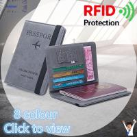 AMBOAE บางเฉียบ หนัง ผู้ถือบัตรเครดิต กระเป๋าเดินทาง ผู้ถือหนังสือเดินทาง กระเป๋าหนังสือเดินทาง กระเป๋าสตางค์ RFID
