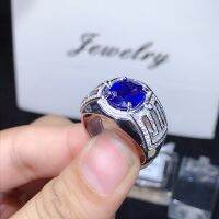 Natural sapphire rare gem Mens rings 925 Solid Silver 4 Carat