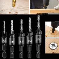 【SAVAGE Hardware Tools】 4/5ชิ้น Countersink สว่านชุดเครื่องมือไม้งานไม้สว่านนักบินหลุม Hex S Hank สกรูขนาด5 6 8 10 12 14ด้วยประแจ