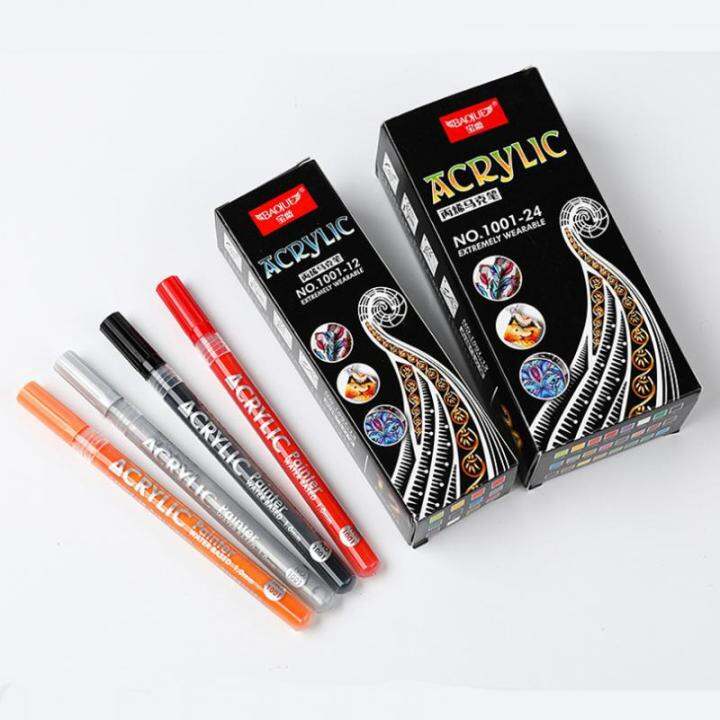 le-12-24-สีอะคริลิกปากกามาร์กเกอร์-extra-fine-และ-dots-tip-สำหรับ-rock-จิตรกรรมแก้วเซรามิคไม้ผ้าผ้าใบโลหะ-zptcm3861