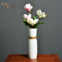 VILEAD Pastoral Style Ceramic Vases White Simple Rope Design Plant Pot Home Decor Dried Flower Container Living Room Decoration